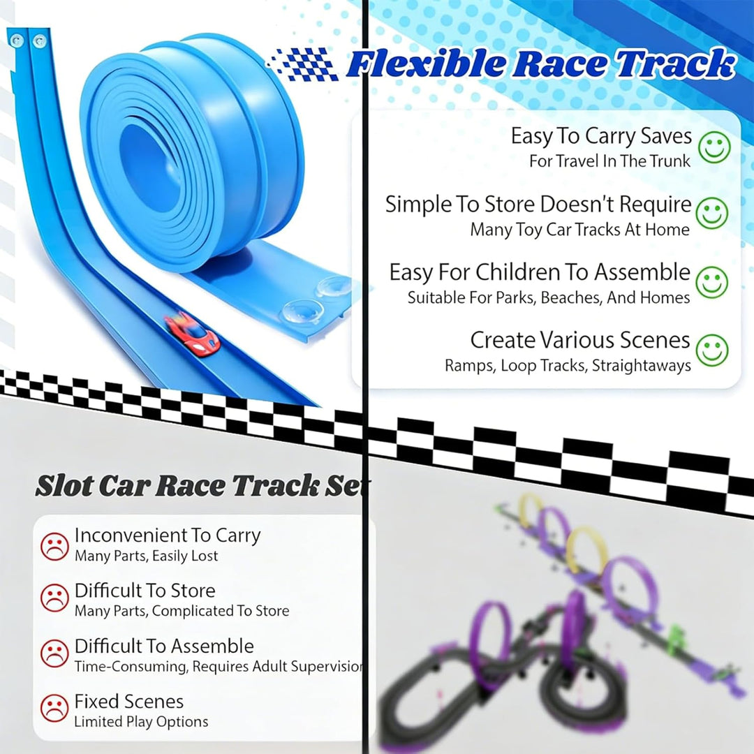Flex Track - Pista de carreras flexible de 16 pies con