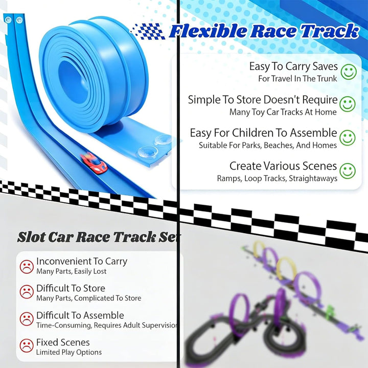 Flex Track - Pista de carreras flexible de 16 pies con
