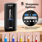 AFMAT PSC2 Sacapuntas eléctrico, sacapuntas totalmente automático, entrada y salida automática, sacapuntas manos libres recargables para lápices jumbo y de colores (0.23-0.47 pulgadas), portátil para