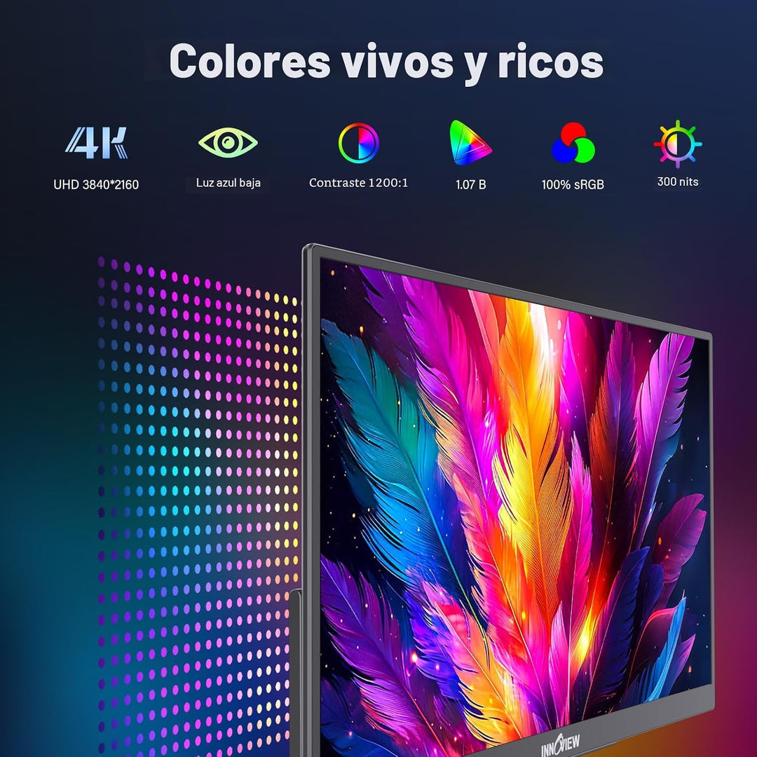 InnoView Monitor portátil de 15.6" 60Hz 4K UHD 3840x2160 | 100%...