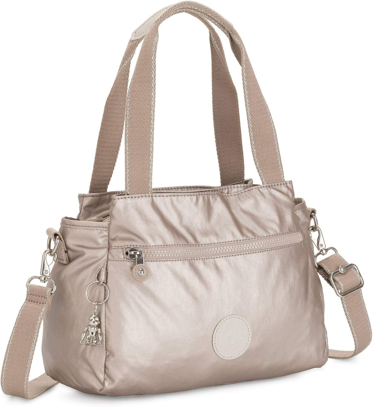 Kipling Elysia Bolso bandolera convertible sólido, Brillo metálico.