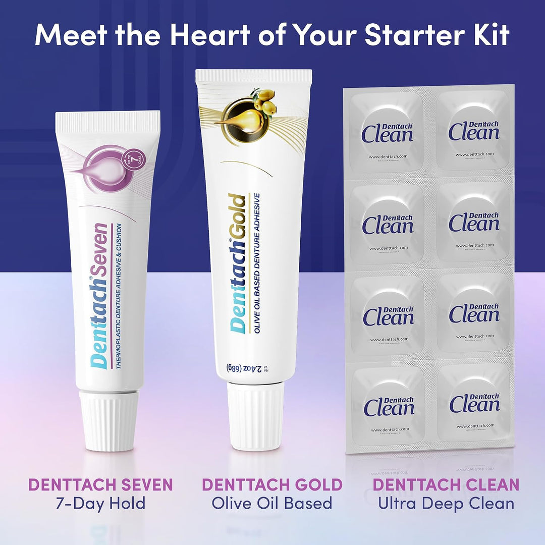 Kit de inicio para dentaduras, kit de 9 piezas incluye adhesivo ter...