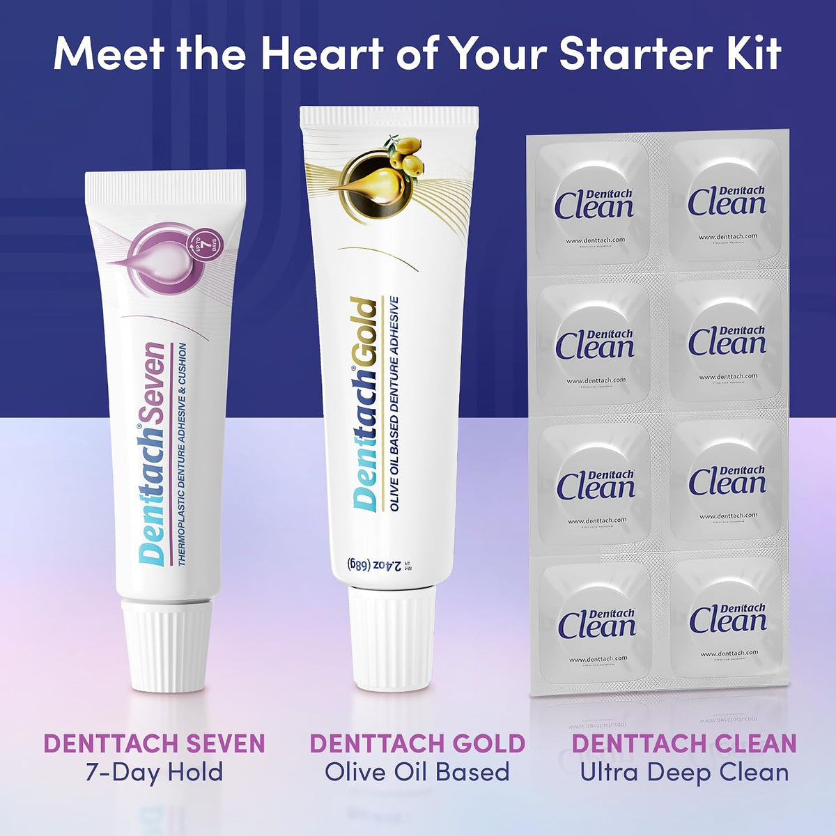 Kit de inicio para dentaduras, kit de 9 piezas incluye adhesivo ter...