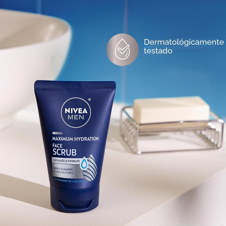 NIVEA MEN Exfoliante facial de limpieza profunda de hidratación máx...
