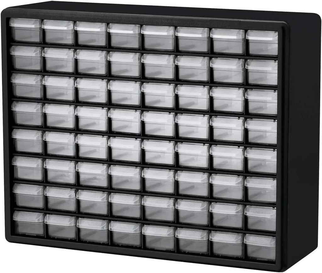 Akro-Mils 10164 64 Piezas de plástico de equipo de almacenamiento y Gabinete cajón, 20 x 16 x 6-1/2 pulgadas, color negro