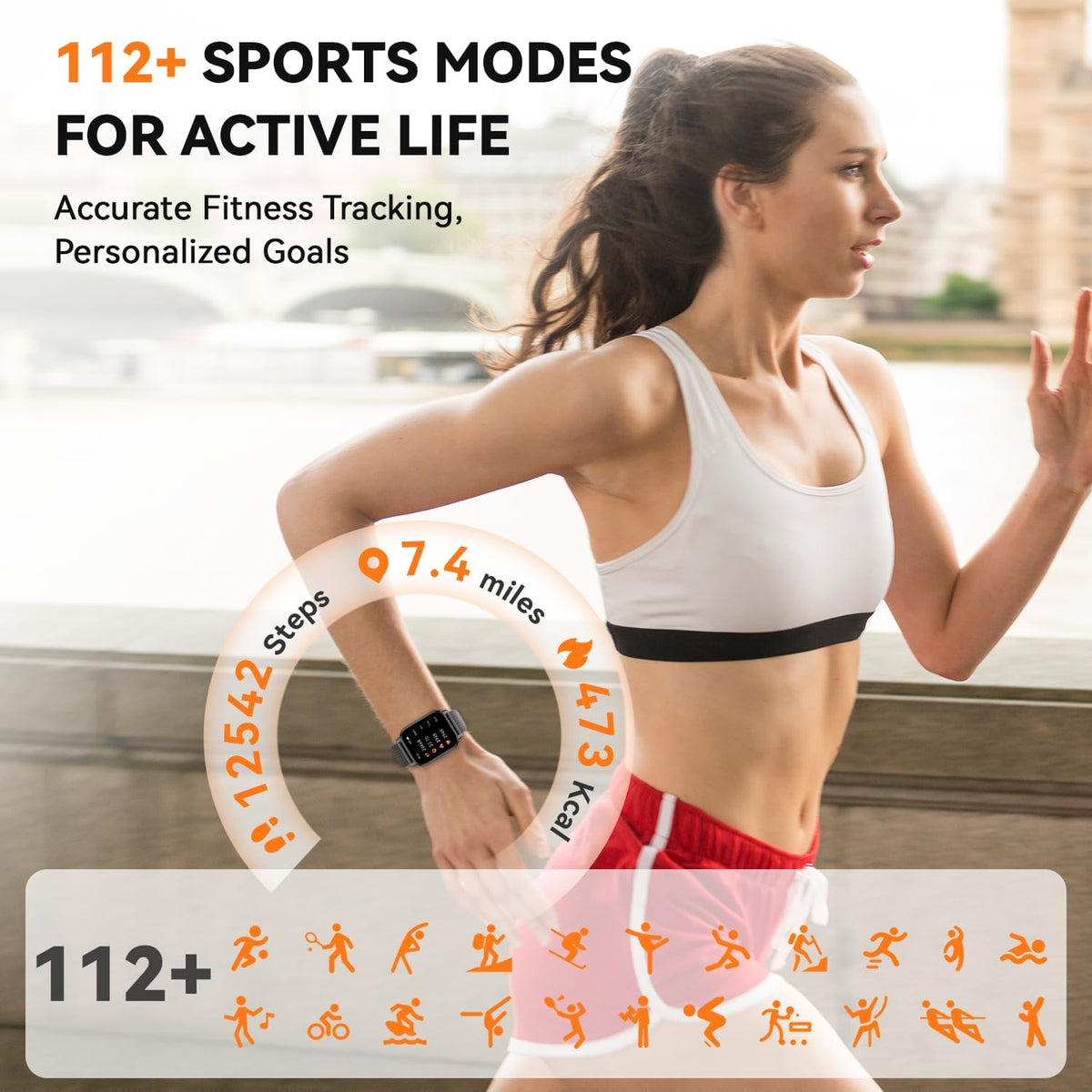 Reloj inteligente para mujer (3 bandas), rastreador de actividad física HD de 1.85 pulgadas con llamadas Bluetooth, reloj inteligente impermeable IPX8 para iPhone Android, más de 112 modos deportivos