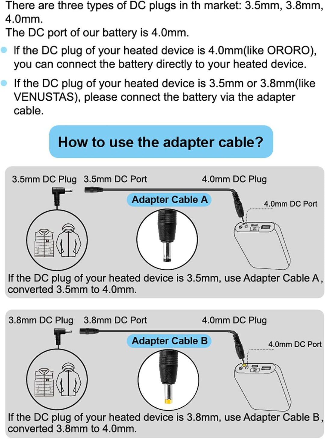 Paquete de batería de chaleco térmico de 7.4 V 16000 mAh compatible...