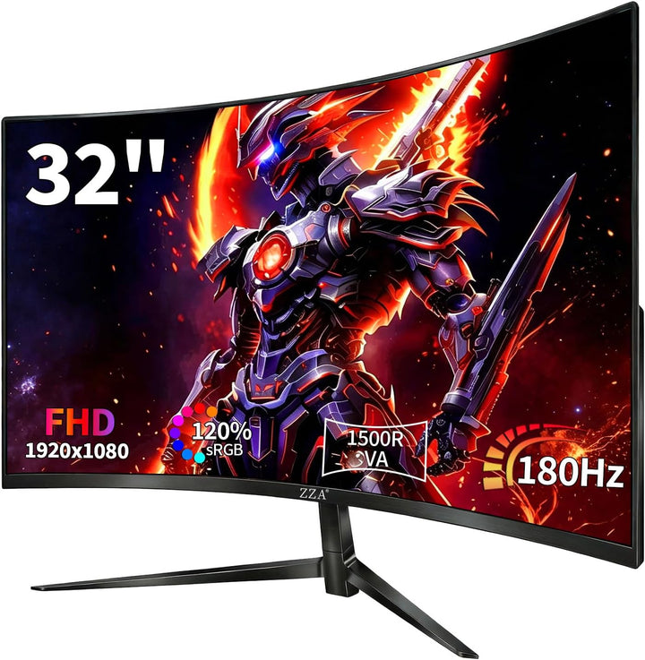 ZZA Monitor curvo de 32 pulgadas, monitor de computadora para juego...