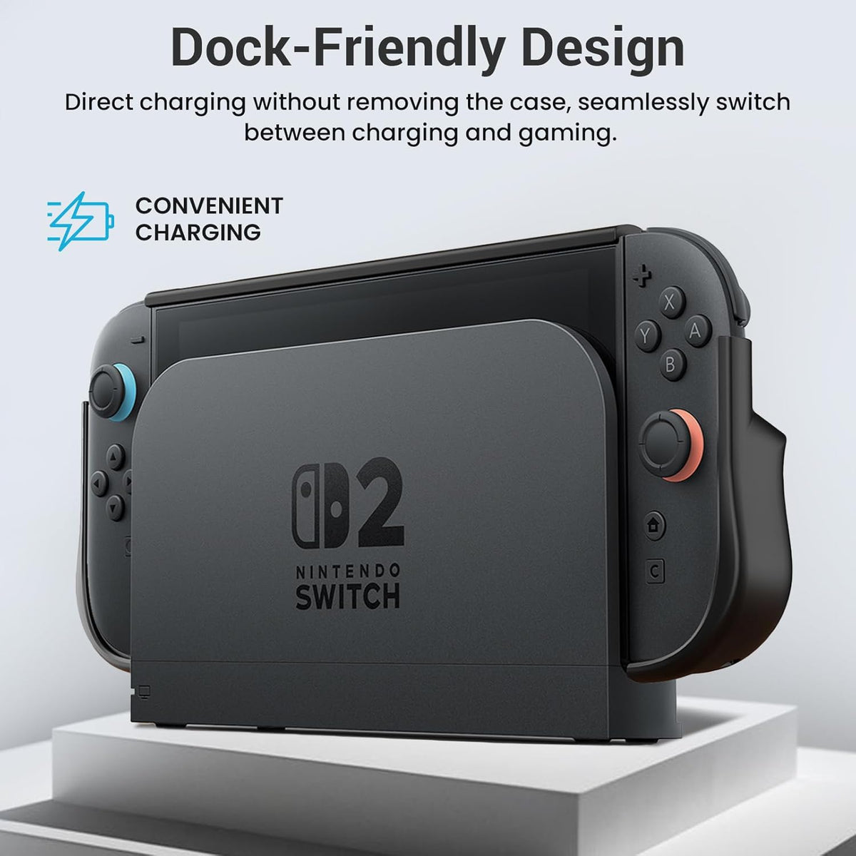 Switch 2 Case PC Front Cover Dockable TPU Ergonomic Grip