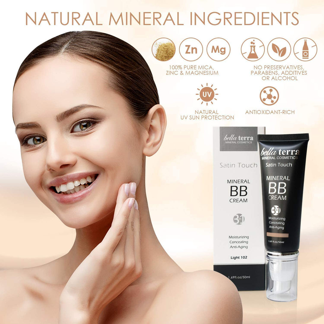 Bellaterra Cosmetics BB Cream, hidratante tintado, base mineral, co...