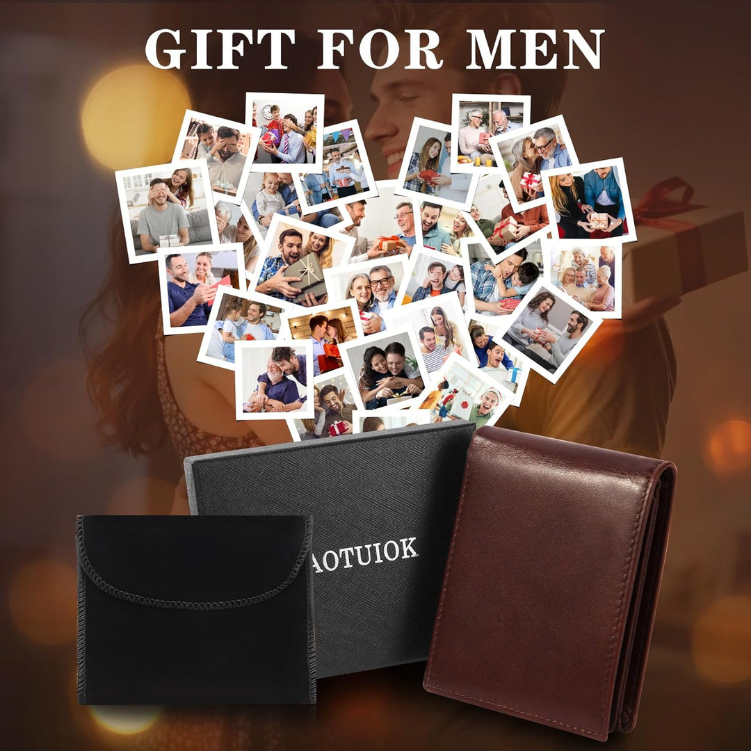 Billetera de cuero plegable para hombre, de gran capacidad, bloqueo...