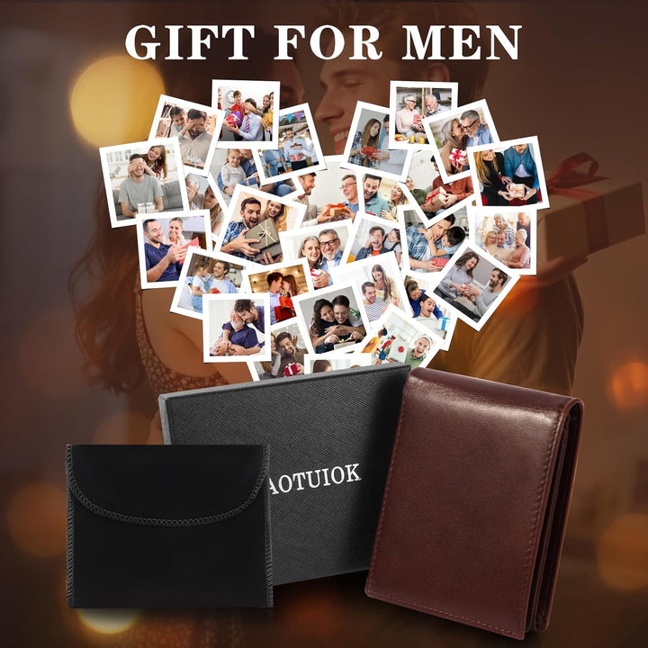 Billetera de cuero plegable para hombre, de gran capacidad, bloqueo...