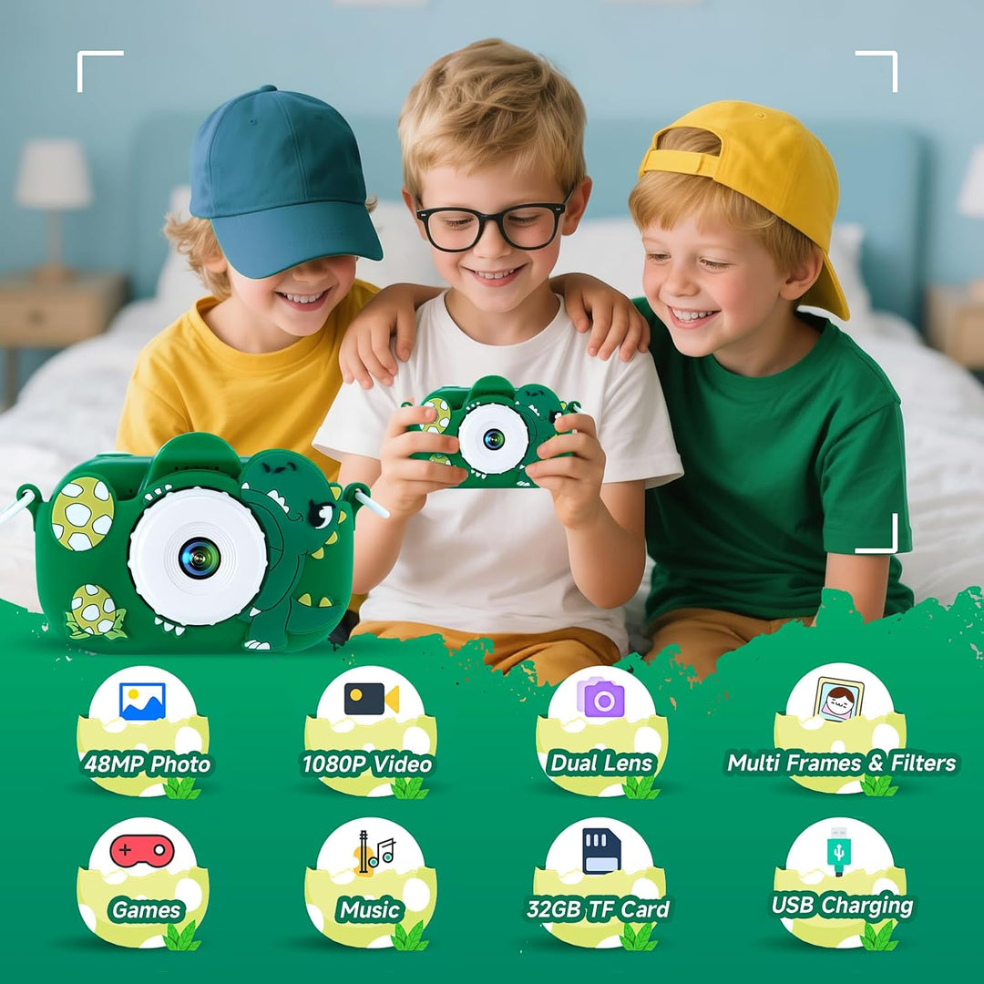 Juguetes de cámara para niños de 4 a 8 años, cámara digital verde 1...