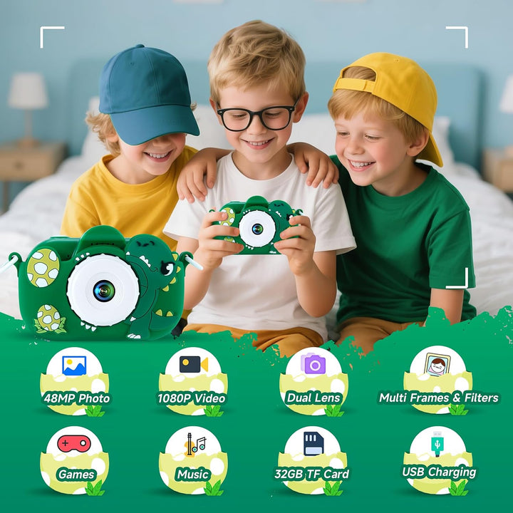Juguetes de cámara para niños de 4 a 8 años, cámara digital verde 1...