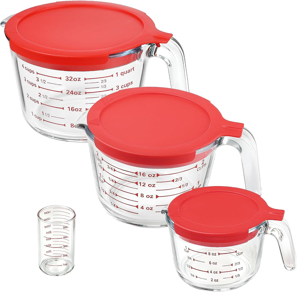 Juego de tazas medidoras de vidrio de 4 piezas