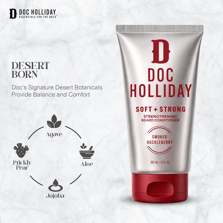 DOC HOLLIDAY Acondicionador fortalecedor suave y fuerte para barba,...