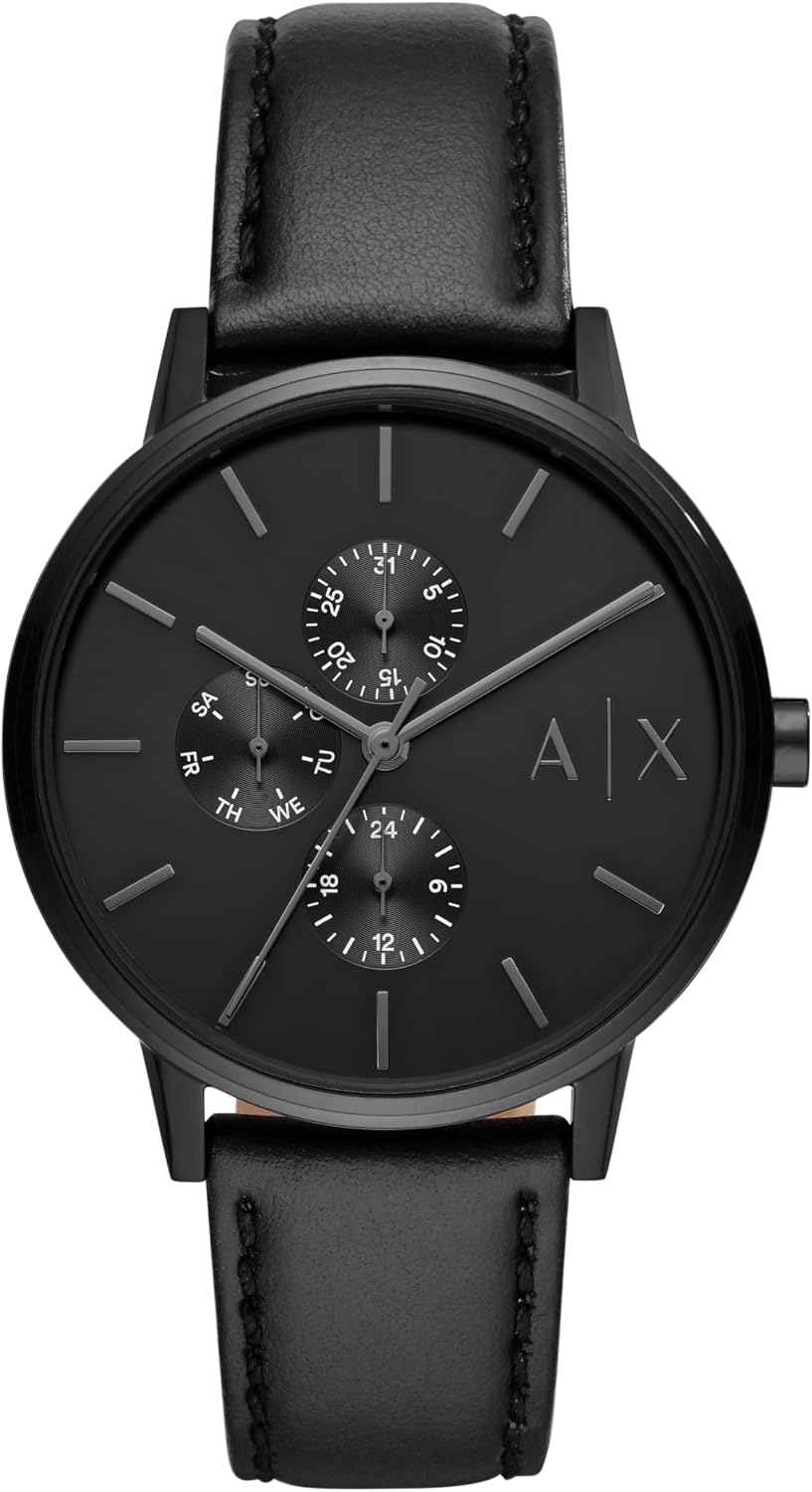 A|X Armani Exchange Reloj para hombre con pantalla analógica de tres manecillas y correa de acero inoxidable o cuero, reloj para hombre