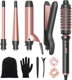 Wavytalk Secador de pelo iónico soplado para cabello rizado con difusor y juego de rizador 5 en 1 con cepillo térmico y 4 varitas rizadoras de cerámica intercambiables (0.5 pies a 1.25 pies)