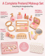 Kit de maquillaje de madera para niñas de 3 a 5 años, juego de maquillaje