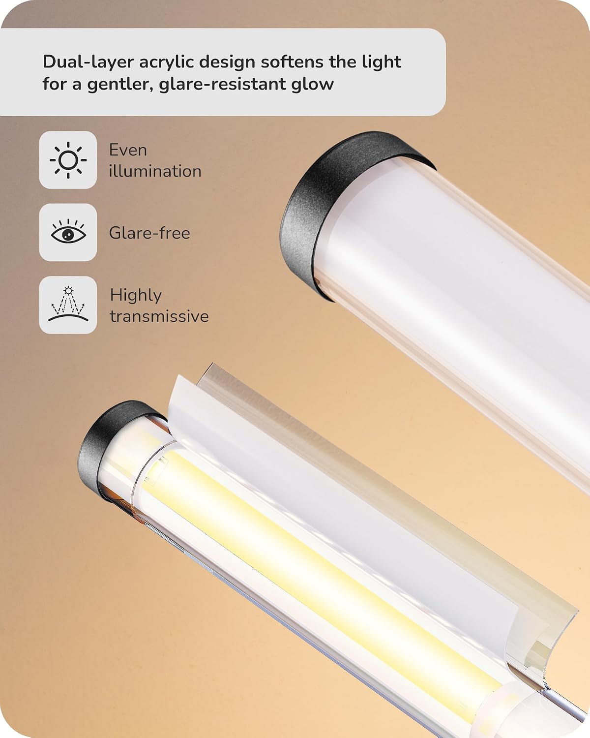 Lámpara EDISHINE Lámpara de mesa delgada LED, moderna lámpara de escritorio delgada