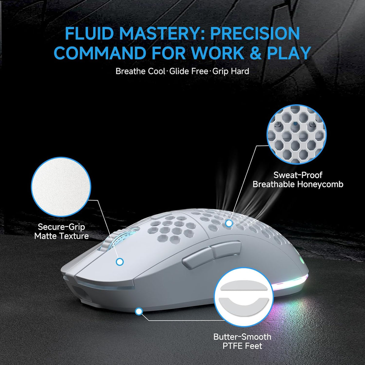 TMKB Falcon M1 - Ratón inalámbrico para juegos, sensor óptico de 24...