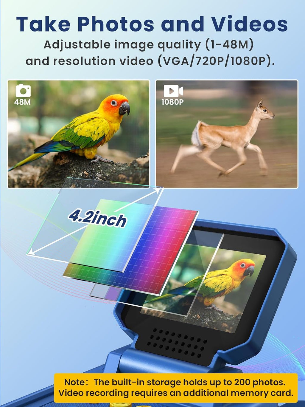 Binoculares para niños con cámara de visión nocturna, telescopio para niños, zoom óptico 10X, telescopio de aventuras mágicas, juguetes de telescopio, regalos para niños y niñas de 3, 4, 5, 6