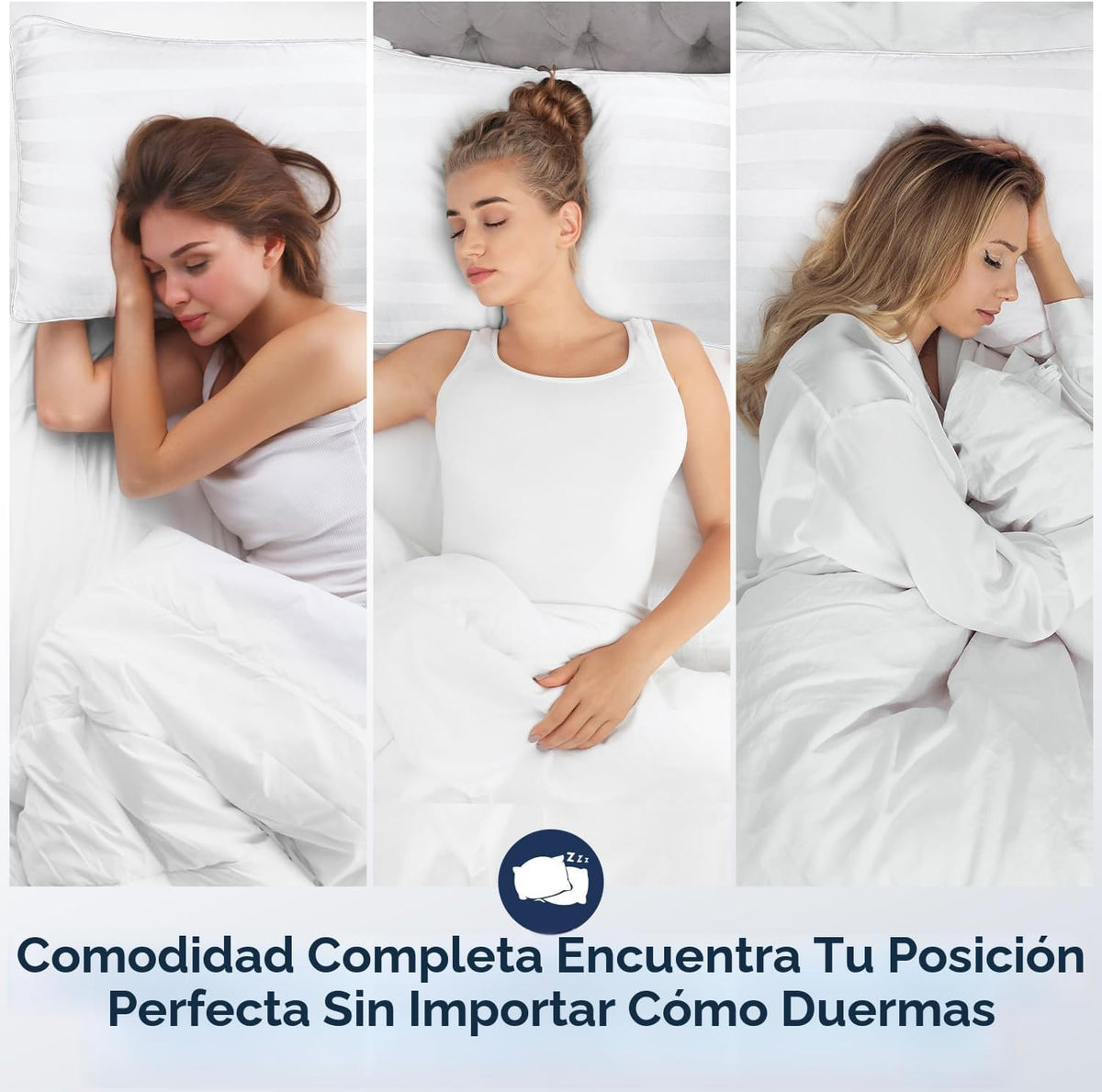 Juego de 2 almohadas de cama suaves para dormir mullidas tamaño