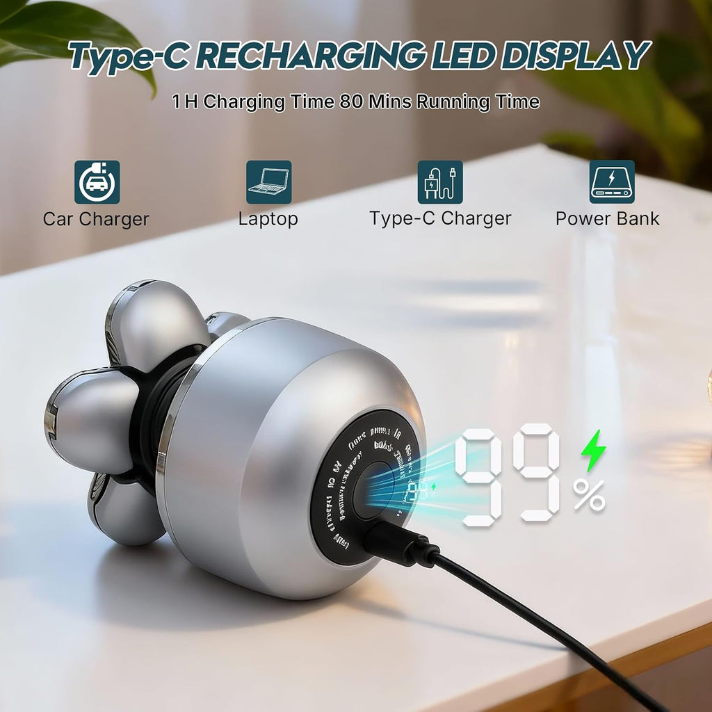 Afeitadoras de cabeza para hombres calvos: afeitadora de cabeza desmontable mejorada, cabezales flotantes 6D, afeitadora eléctrica seca y húmeda, IPX8 impermeable, pantalla LED