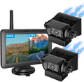 EWAY 2 cámaras magnéticas inalámbricas de respaldo HD1080P con monitor de pantalla dividida de 5 pulgadas, portátil, sin cableado, enganche de remolque, visión nocturna