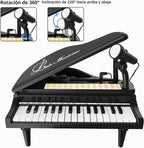 Juguete de teclado de piano para niños, instrumento musical electrónico para niños pequeños, juguete educativo con micrófono, múltiples sonidos, reproducción de grabación, luces y taburete