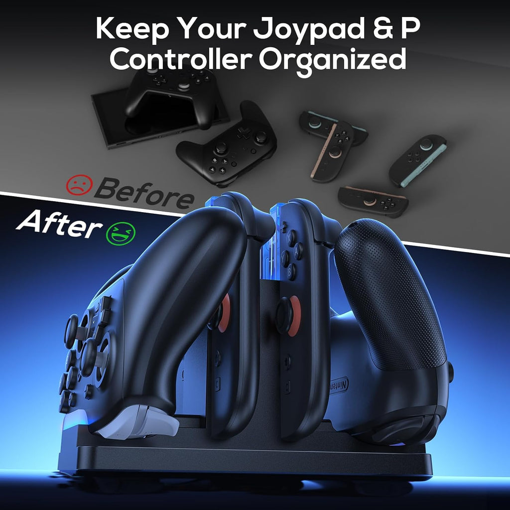 FASTSNAIL Base de carga compatible con el controlador Joycon 2 y Switch 1/2
