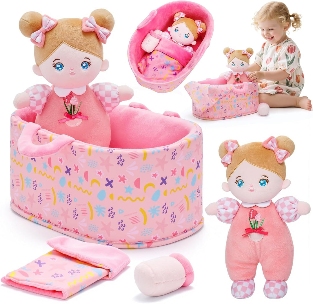 OUOZZZ - Set de regalo de minimuñeca rosa de bebé afelpada de 10 pu...