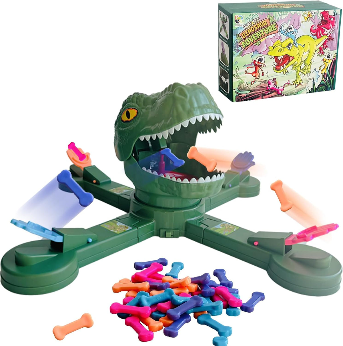 Juego de mesa clásico de dinosaurio de alimentación, juego de disparos de acción multijugador, juguete de huesos de comer dinosaurios, divertido desafío de velocidad de reacción para niños