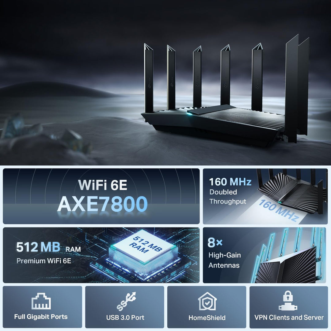 TP-Link - Router Archer AXE7800 Tri-Band Wi-Fi 6E - Negro