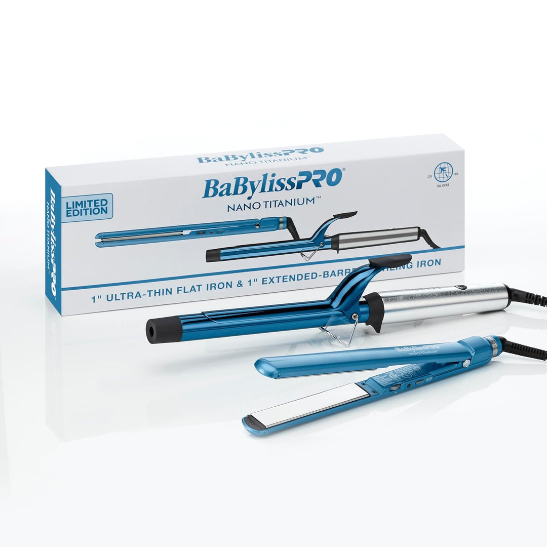 BabylissPRO Nano Titanium Ultra-Thin Hair Straightener, Professiona...