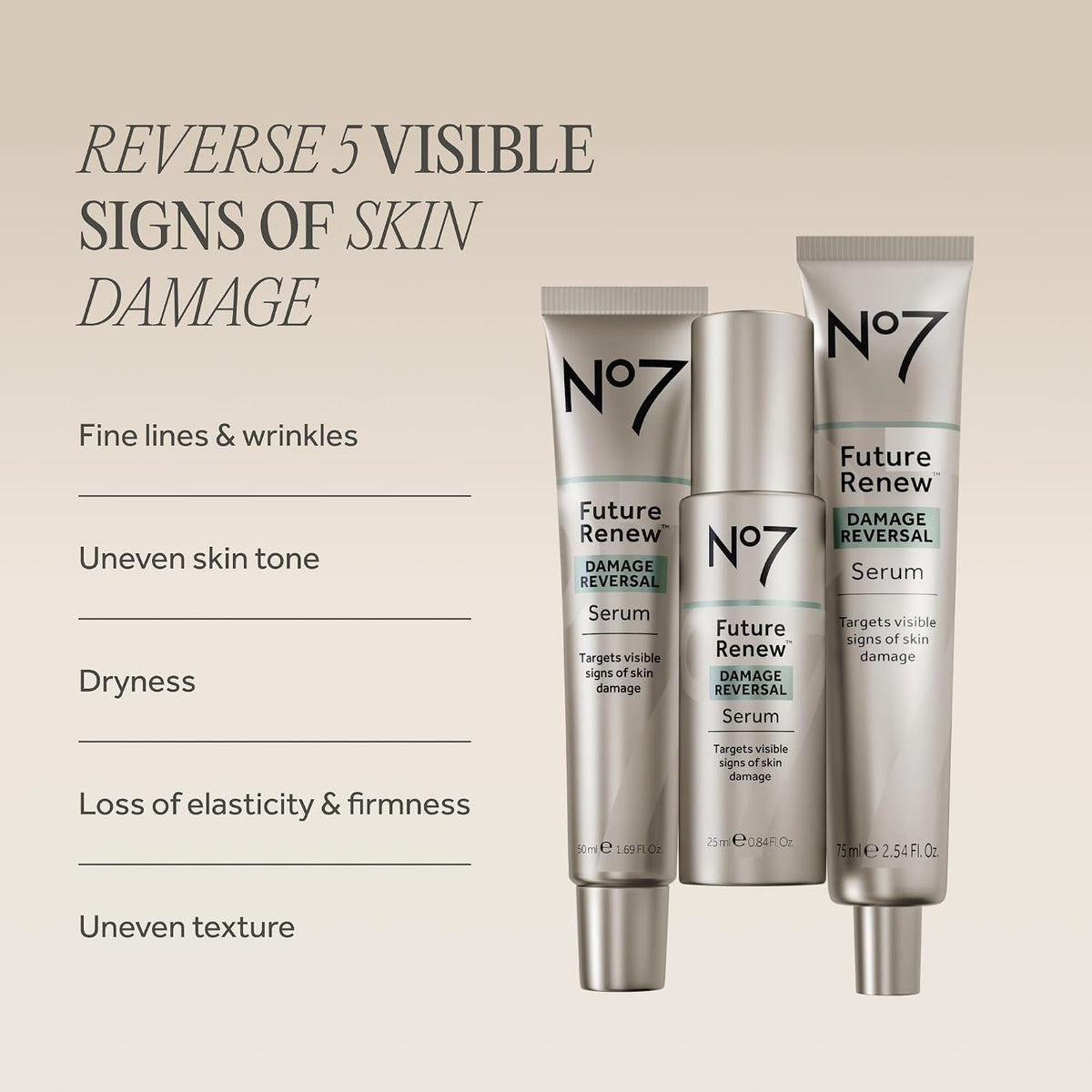 No7 Future Renew - Suero facial de reversión de daños para piel rad...