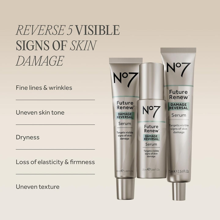 No7 Future Renew - Suero facial de reversión de daños para piel rad...