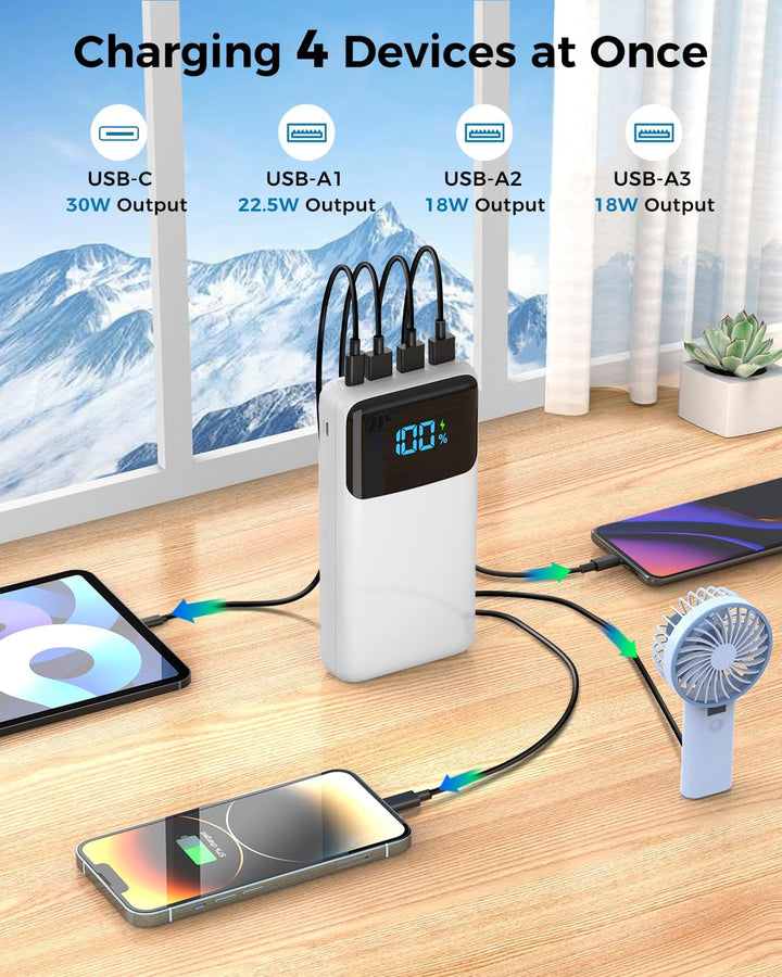Cargador portátil de 50000 mAh, USB-C PD 30 W de carga rápida, bate...