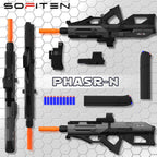 SOFITEN Pistola de juguete eléctrica potente rifle de francotirador automático con bala suave, equipado con alcance, 2 cargadores extendidos (*18), chaleco táctico, regalos de cumpleaños de Navidad y Año Nuevo para niños, adolescentes y adultos