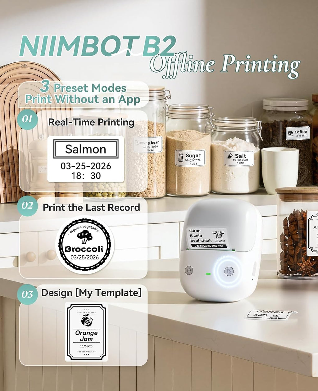 NIIMBOT Máquina etiquetadora B2 con cinta para oficina en casa, gris y