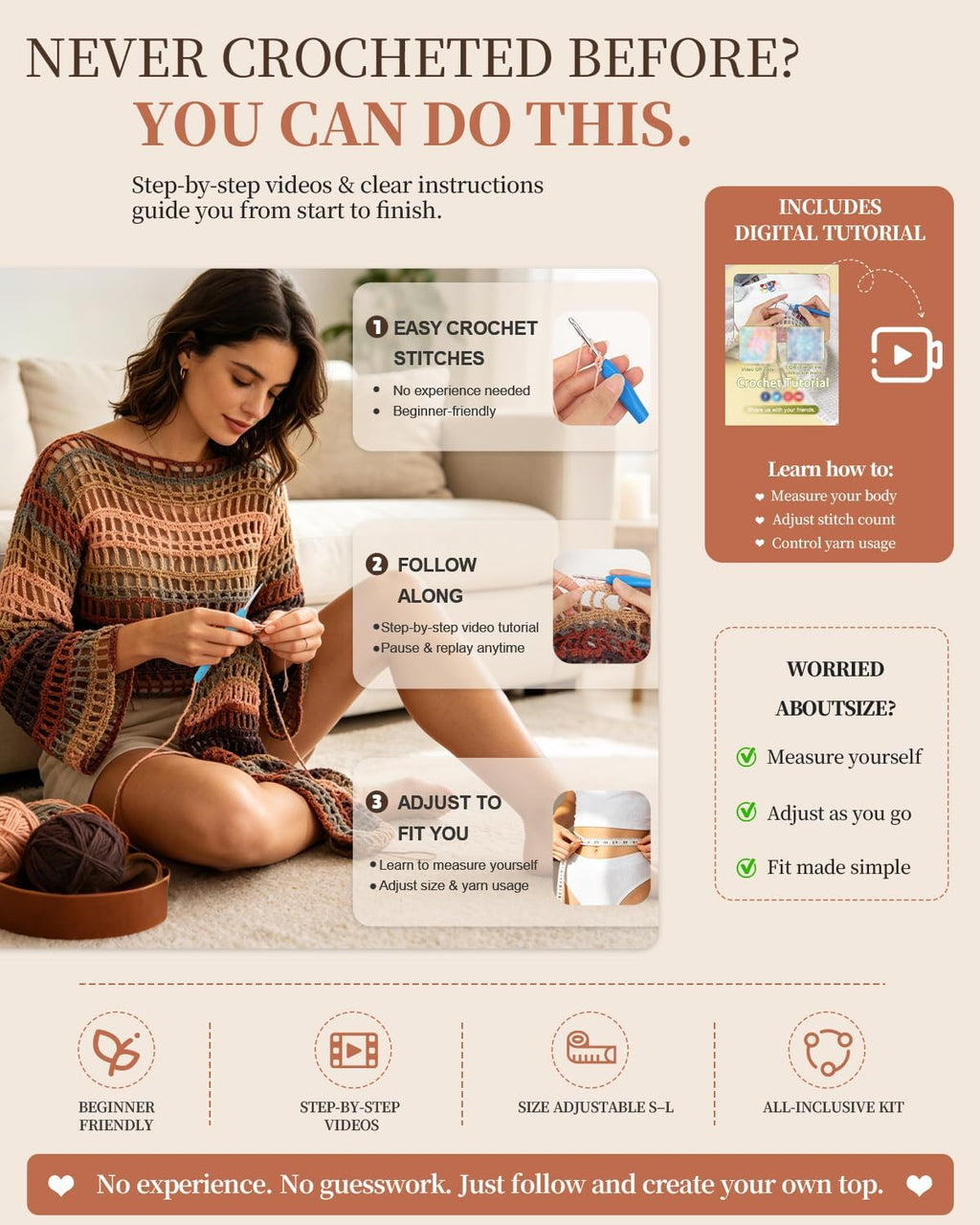 Aeelike Kit de ganchillo para adultos,Top de ganchillo de playa para mujer