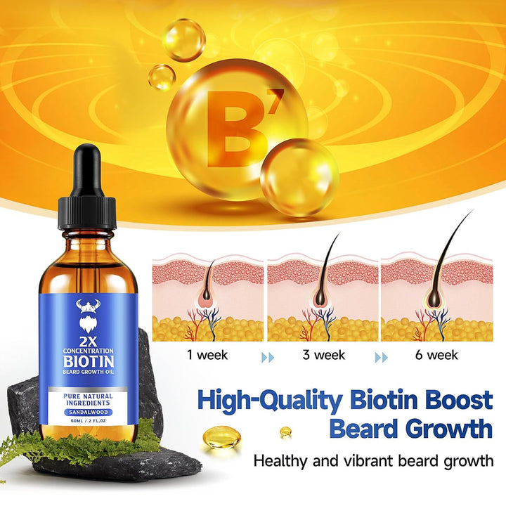 Aceite para el crecimiento de la barba, aceite de biotina para barb...
