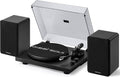 SoulBox S1 Reproductor de Discos de Vinilo con Altavoces Estéreo, Tocadiscos con Preamplificador Integrado, Brazo en Forma de S, 33/45 RPM - Negro