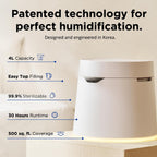 Carepod One Plus Humidificador de Acero Inoxidable para Habitación Grande con Luz de Ambiente, Silencioso y Seguro para Bebé, Solo 3 Partes Lavables, Humidificador Ultrasónico de Niebla Fría Fácil de