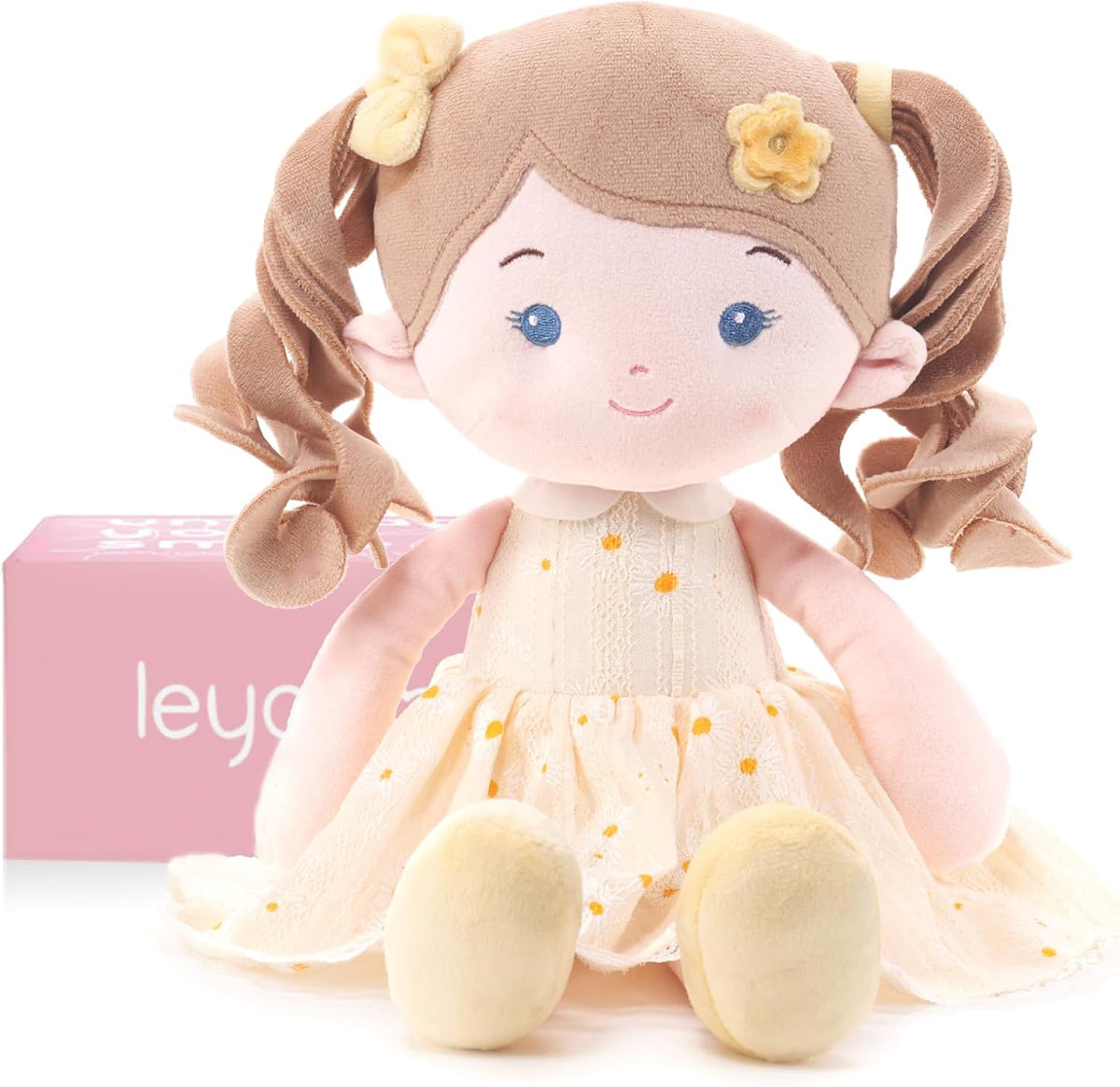 LeyaDoll Muñeca de bebé suave de felpa (40.6 cm), Daisy Girl-amarillo