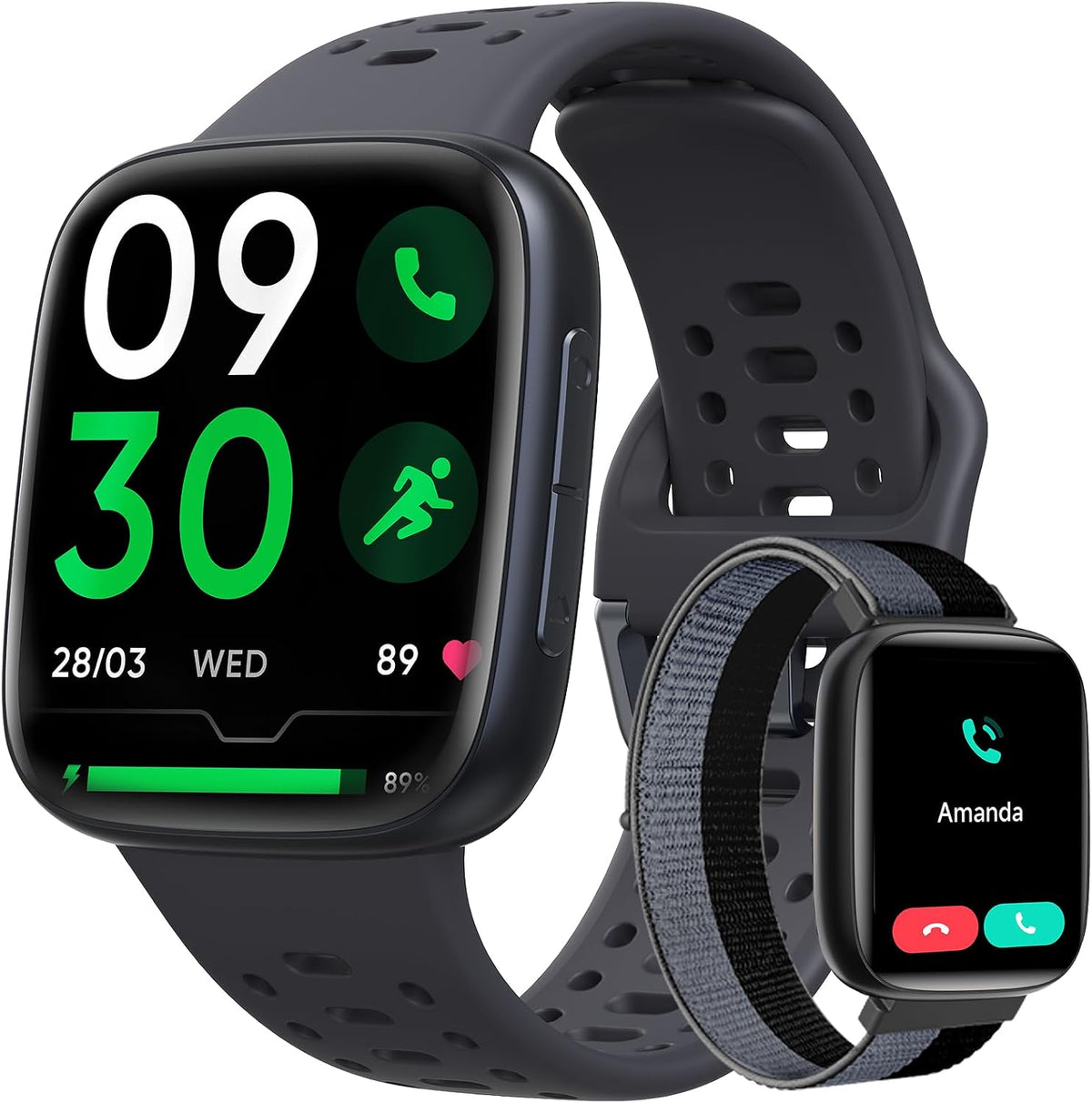 Relojes Inteligentes para Hombres/Mujeres, Pantalla AMOLED de 1.85" [1.85" AMOLED Screen] Reloj de Fitness para Android/iPhone, Resistente al Agua 3ATM, Llamadas Bluetooth, Control IA, Monitor de Frecuencia Cardíaca 24/7/SpO2/Sueño, Batería de 7 Días
