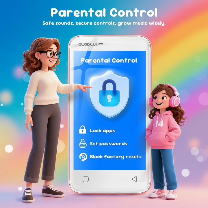 Globluum Reproductor MP3 de 80 GB para niños, controles parentales,...