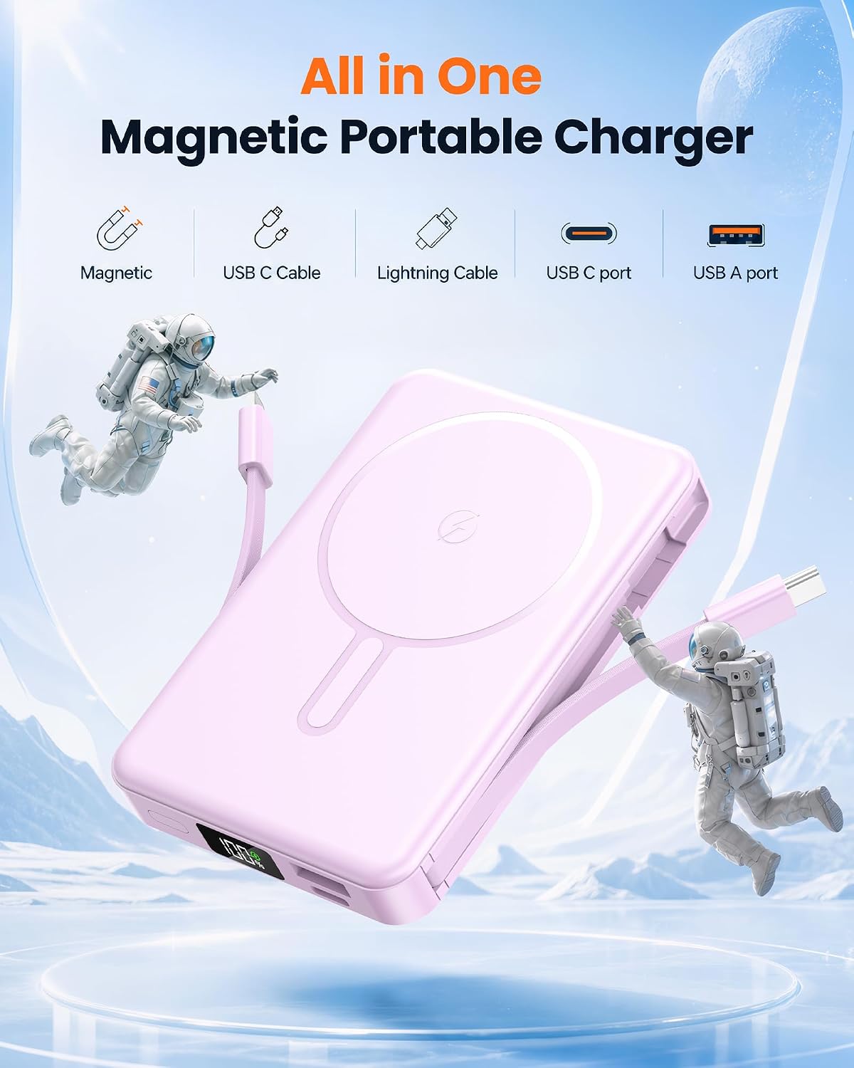 Cargador portátil magnético 10000mAh para MagSafe Power Bank integrado