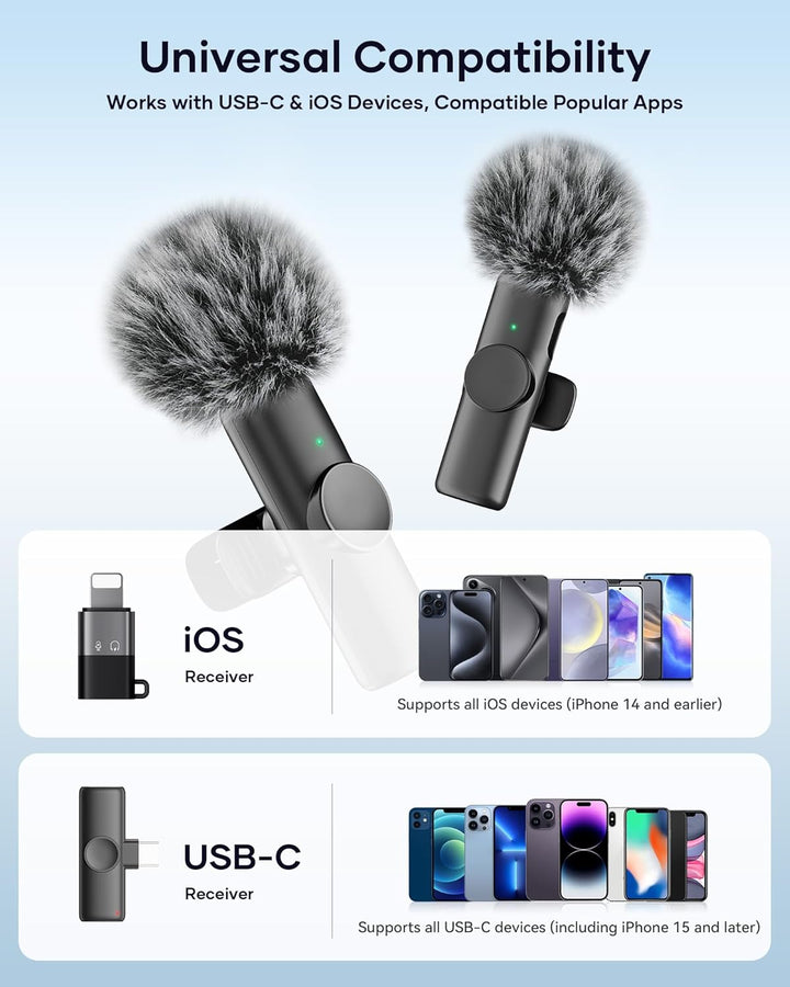 Micrófono inalámbrico para iPhone, iPad y teléfono Android, paquete...