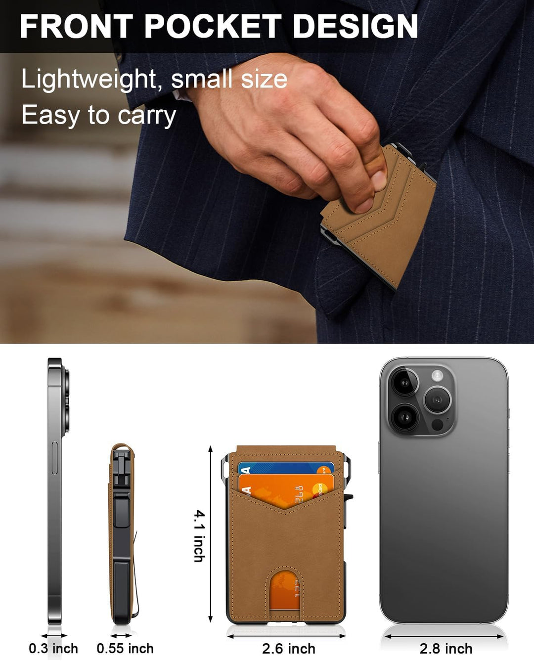 Cartera para hombres, cartera minimalista para hombres de 9-13 tarj...